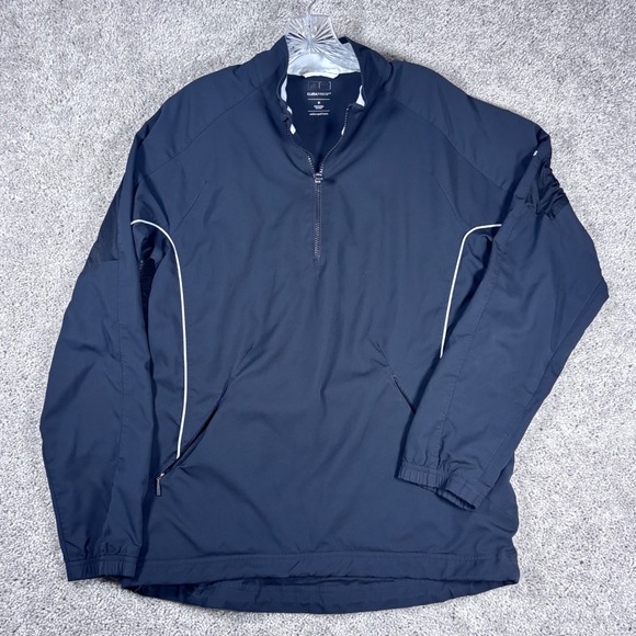 Adidas Golf ClimaProof Mens Pullover Windbreaker Jacket Black M 1/4 Zip - Picture 1 of 10